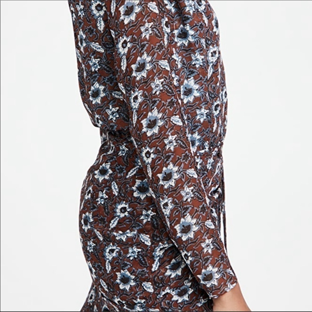 Veronica Beard Anjali Silk Floral Ruffled Ruched Mini Dress Boho NEW - Picture 4 of 16